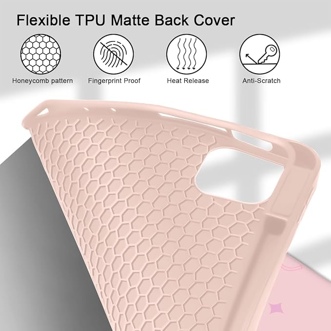 Tuiklo for iPad Pro 12.9 inch 6th / 5th / 4th / 3rd Generation 2022 2021 2020 2018 Release Case- Built in Pencil Holder Slim Protective Cover with Auto Wake/Sleep, Pink Bows