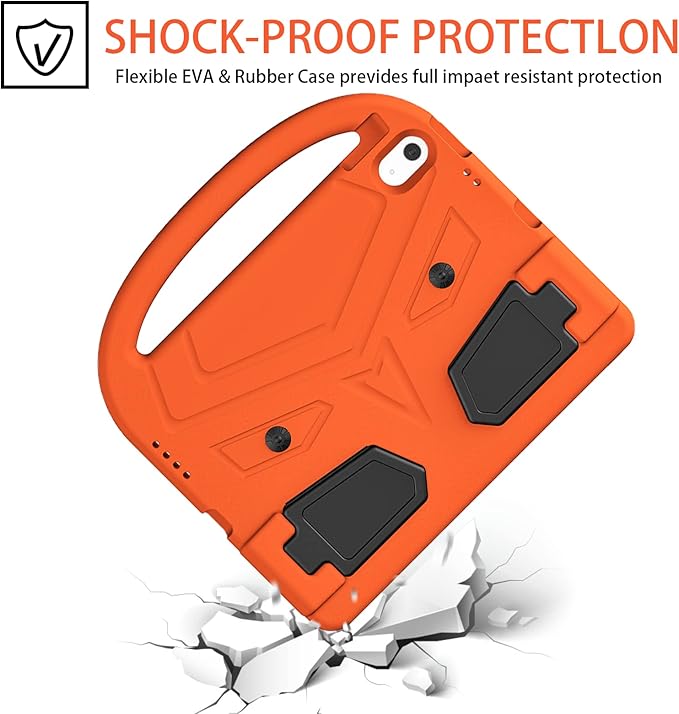 Dteck for iPad 10th Generation Case Kids 10.9 Inch 2022, Durable Lightweight Shockproof Protective Handle Stand EVA Foam Boys Girls Kids Proof Case for iPad 10th Generation 10.9 Inch 2022,Orange