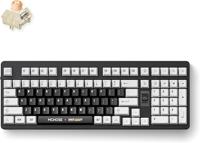 MCHOSE UT98 Wireless Mechanical Keyboard Compact Gaming Keyboard with Knob Tri-Mode Connection Hot Swappable Custom Creamy Keyboard Gasket Structure Pre-lubed Linear Switches RGB Classic ICY