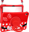 Lotadilo Cute Case for iPad Air 11 Inch M3 2025&M2 2024 / Air 5th/ 4th Generation 2022/2020 10.9 Inch - Silicone 3D for Girls Women Teens Girly Kawaii Funny Cartoon Soft Stand with Lanyard, Red Point