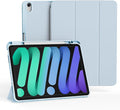 Case for iPad mini 7 2024 (A17 Pro)/ iPad mini 6 (2021), iPad 8.3-inch 7th/6th Generation Case, Trifold Stand Protective Slim Clear Back Cover with Pencil Holder, Blue