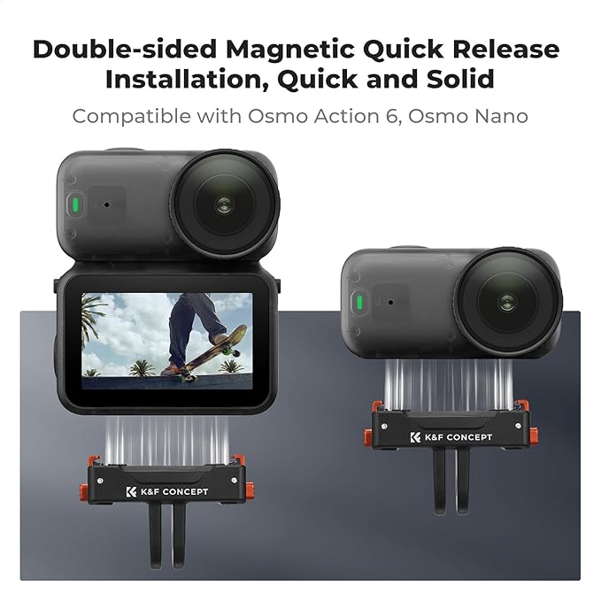 K&F CONCEPT 2 Pack Magnetic Adapter Mount for DJI Osmo Nano/Osmo Action 6, Quick Release Extension Base Bracket with 1/4" Adapter/Quick-Release Buckle for Tripod, Action Camera Vlogging Accessories