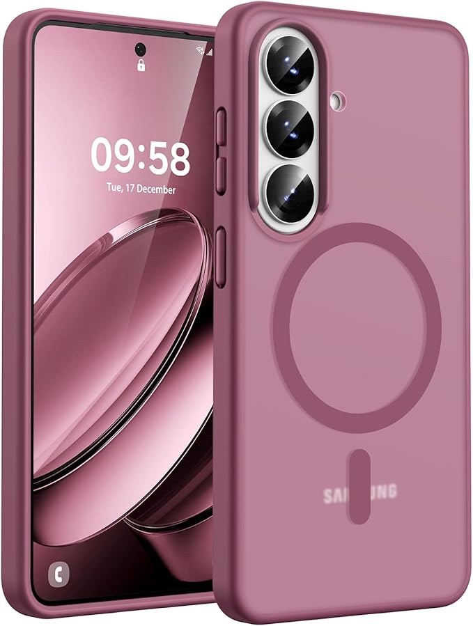 TOCOL for Samsung Galaxy S26 Case, Compatible with Magsafe, Full Camera Protection, Built-in Magnetic Ring, Drop Protection, Translucent Matte Phone Case for S26 6.3 inch (Plum)