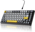 Ajazz 75% Mechanical Gaming Keyboard with Volume Knob, Gasket Mount Wired Custom Keyboard, South-Facing RGB Backlit, PBT Keycaps, Pre-lubed Linear Switches, Creamy Sound for Office & Gaming