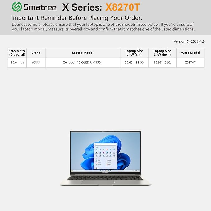 Smatree Hard EVA Protective Sleeve Compatible for 15.6 inch Vivobook S 15 Q5507/S5507, Zenbook 15 OLED UM3504, HP Envy X360, HP Pavilion x360 Convertible-15-er1000 Case (X8270T)