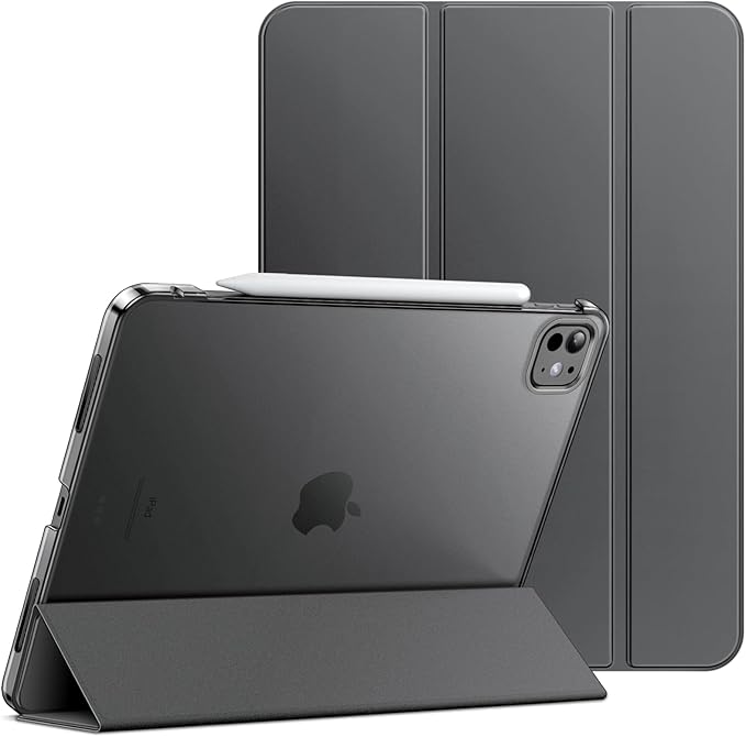 JETech Case for iPad Pro 11-Inch M5/M4 2025/2024 (6th/5th Generation), Slim Stand Hard Back Shell Smart Cover with Auto Wake/Sleep (Space Gray)