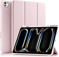 Akkerds Compatible with iPad Pro 13 Inch Case (M5/M4) 2025/2024, for iPad 13 Pro Case with Pencil Holder, Slim Trifold Stand Protective Cover with Soft TPU Back, Auto Wake/Sleep (Pink)