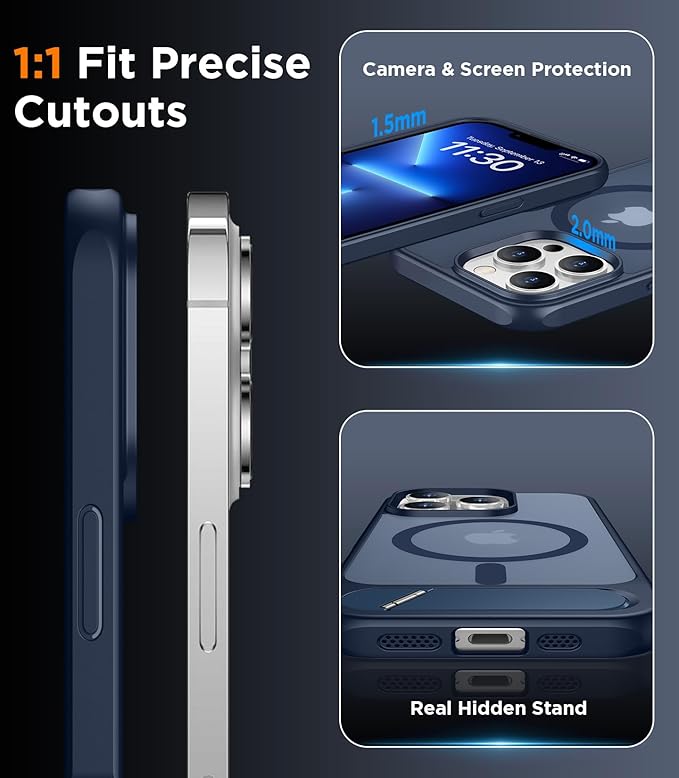 Magnetic Compatible with iPhone 13 Pro Max Case, [Built-in Invisible Kickstand][Compatible with MagSafe] [Military Grade Shockproof] Slim Translucent Matte Phone Case for iPhone 13 Pro Max 6.7"