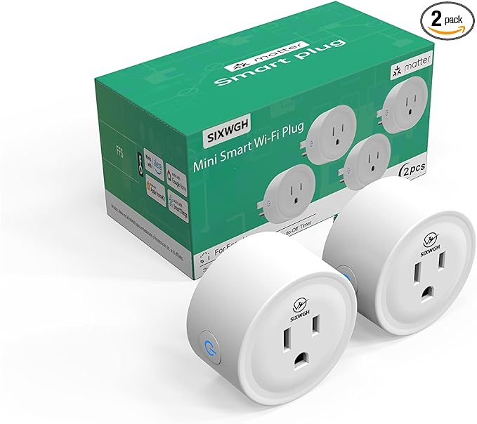 Smart Plug, Matter Compatible, Matter Hub Required, Easy Setup(FFS:Frustration-Free Setup), Work with Alexa, Google Home, Apple HomeKit(Siri)& SmartThings, 2.4 GHz Wi-Fi only (2 Pack)
