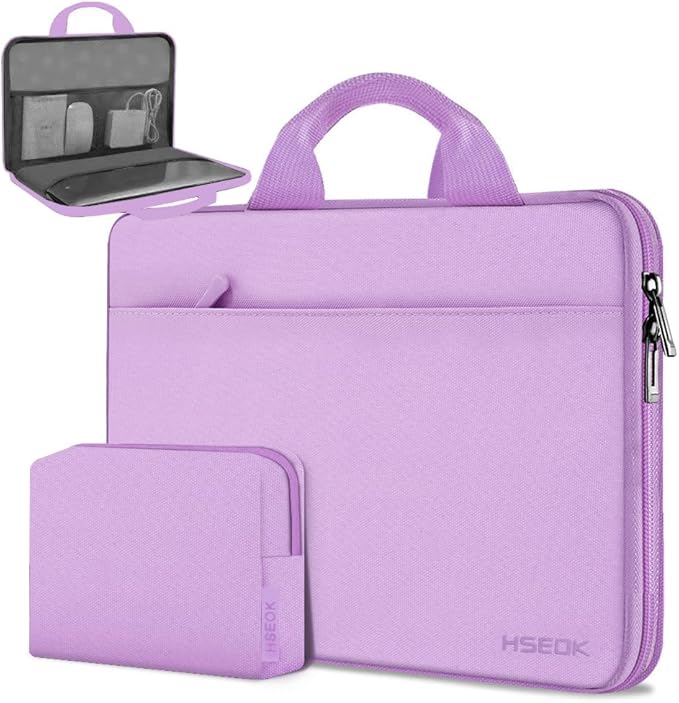 Hseok 13 14 inch Laptop Case Sleeve with Small Case,TSA Computer Handbag Compatible with MacBook Neo/Pro 14 M5/M4/M3/M2/M1,All Models 13.3" MacBook Air/Pro,XPS 13/14,Most 13-14 Notebooks,Purple