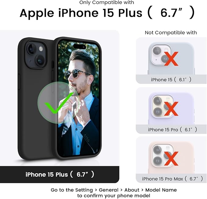 OTOFLY Compatible with iPhone 15 Plus Case, Silicone Shockproof Slim Thin Phone Case for iPhone 15 Plus (6.7 inch), (Black)
