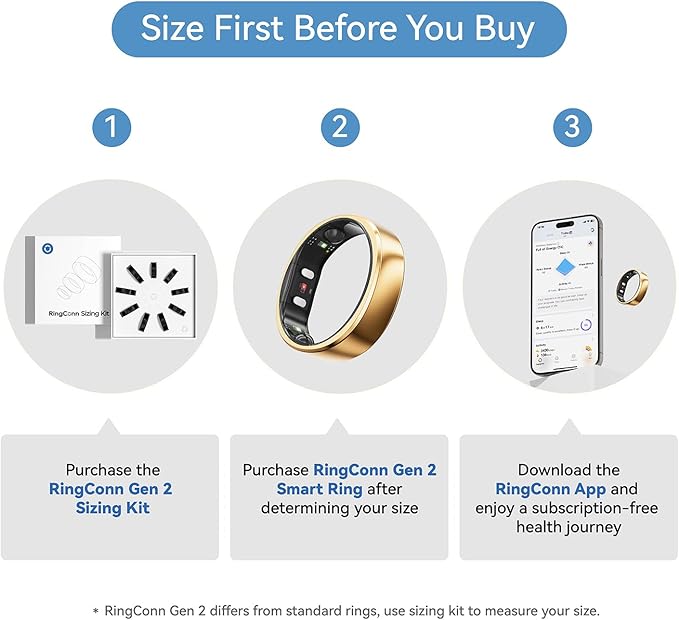 RingConn Gen 2, World’s First Smart Ring with Sleep Apnea Monitoring, No APP Subscription, 12-Day Battery Life, Stress/Heart Rate/Women's Health Tracker, Android & iOS Compatible (Rose Gold, Size 10)