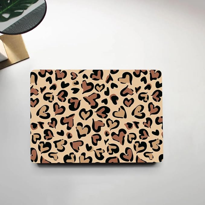 Laptop Cover Compatible with MacBook Air 15 Inch Case 2024 2023 Release A3114 A2941 with Liquid Retina Display & Touch ID, Plastic Hard Shell Case Cover & Keyboard Skin, Heart Leopard