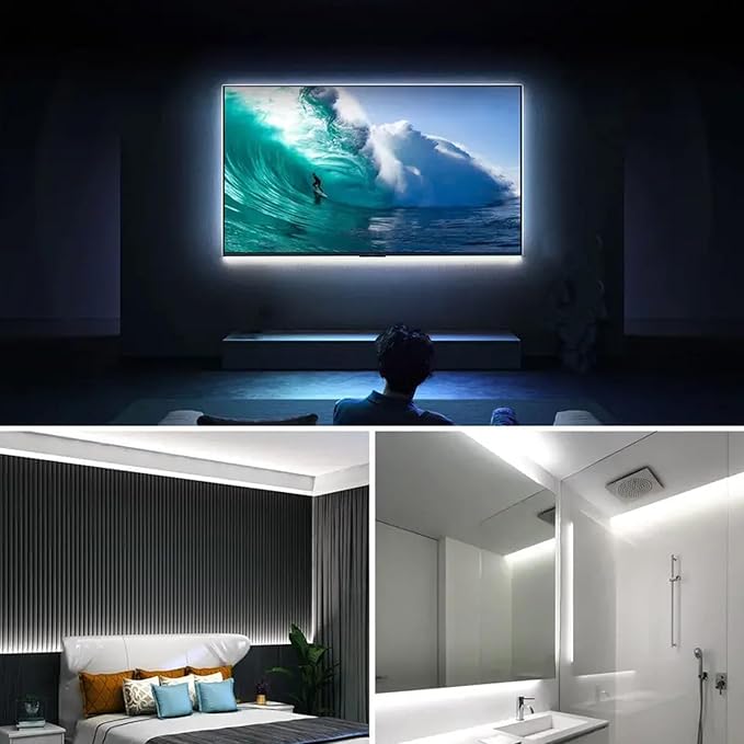 ZSLAIFU 24V COB LED Strip Light, 16.4ft Touch Dimmable LED Light Strip, High Density Flexible White Tape Lights, CRI90+ LED Lighting for Backlighting for TV, Bedroom, Cabinet, Indoor Decor