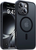 Magnetic for iPhone 15 Case,[Compatible with MagSafe][Military-Grade Drop Protection][Anti-Yellowing] Shockproof Protective Translucent Matte Cover for iPhone 15 Phone Case,Black