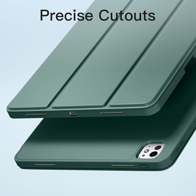 Akkerds Compatible with iPad Pro 13 Inch Case (M5/M4) 2025/2024, for iPad 13 Pro Case with Pencil Holder, Slim Trifold Stand Protective Cover with Soft TPU Back, Auto Wake/Sleep (DarkGreen)