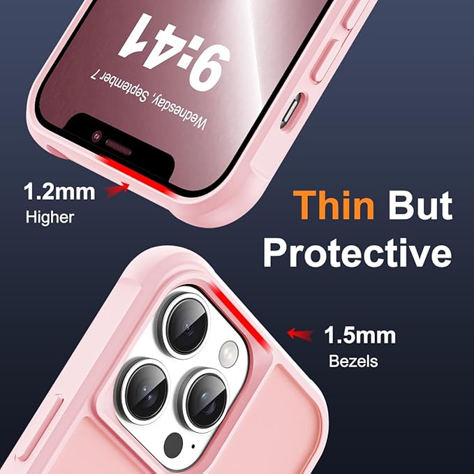 SKYLMW Compatible with iPhone 13 Pro Case with Invisible Magnetic O-Ring Stand Military-Grade Translucent Case for iPhone 13 Pro 6.1" [Compatible with Mag-Safe][Great Grip Feeling], Pink