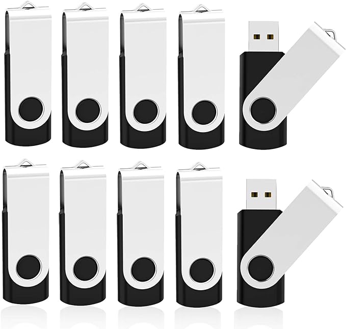 KOOTION 10 Pack 4GB Flash Drive 4gb USB 2.0 Flash Drives USB Drive Jump Drive Bulk Thumb Drive Swivel Memory Stick Black