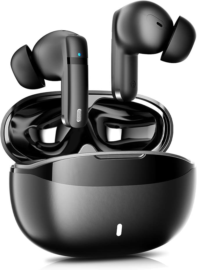 Wireless Earbuds, 100H Bluetooth 5.4 Headphones, ENC+ ANC Noise Cancelling Touch Control True Wireless Bluetooth Ear Buds,Stereo Deep Bass Bluetooth Headset for Sports/Workout/Gym (Black)