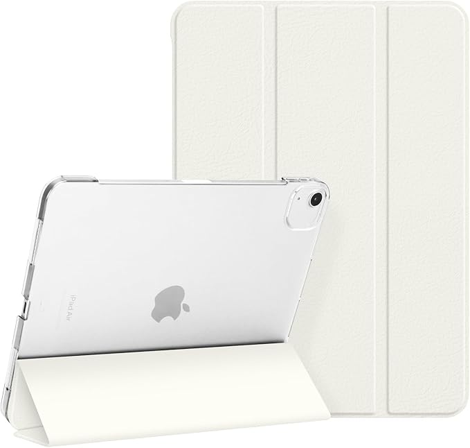 for iPad Air 13 inch M4/M3/M2 2026/2025/2024 Case, iPad Pro 12.9 (6th/5th Generation 2022/2021), Hard PC Translucent Frosted Back Shell Case with Auto Wake/Sleep, Trifold Stand Cover, White