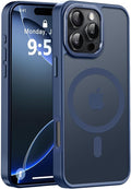 Newfuture Designed for iPhone 16 Pro Case with Magnetic [13 FT Military Drop Protection] [Compatible with Magsafe] Slim Translucent Matte Shockproof with Anti-Fingerprint Phone Case,Navy Blue