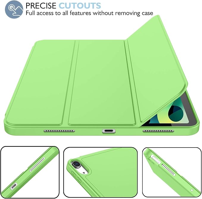 iMieet iPad Air 11 Inch Case M4/M3/M2(2026/2025/2024), iPad Air 5th/4th Generation Case 2022/2020 10.9 Inch with Pencil Holder,Trifold Stand Smart Case with Soft TPU Back(Grass Green)