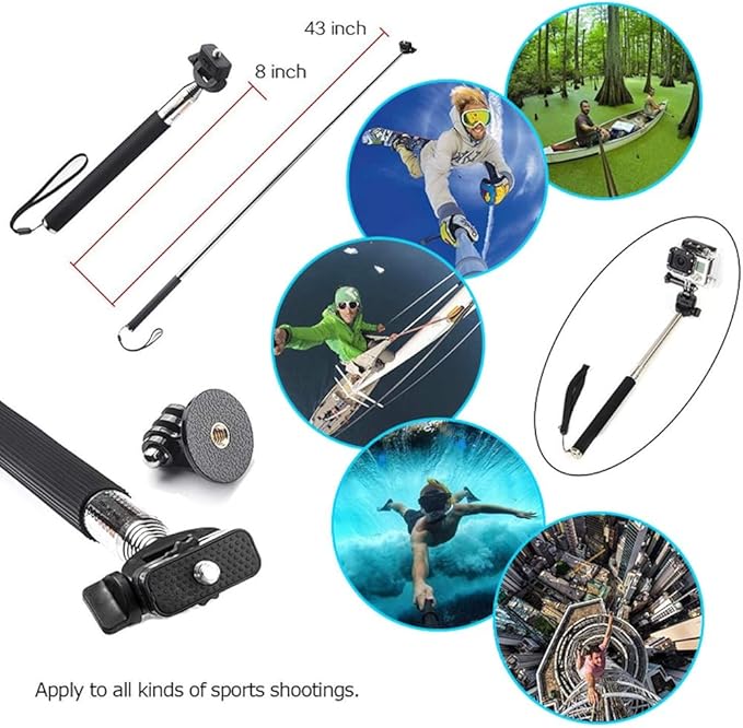 Reflex Camera 19-in-1 Action Camera Accessories Kit Compatible with GoPro Hero 13, 9-12, DJI Osmo Action 2, 3, 4, Pro 5, Insta360 Ace Pro/Ace Pro 2 and Other Sports Cameras & Durable Case