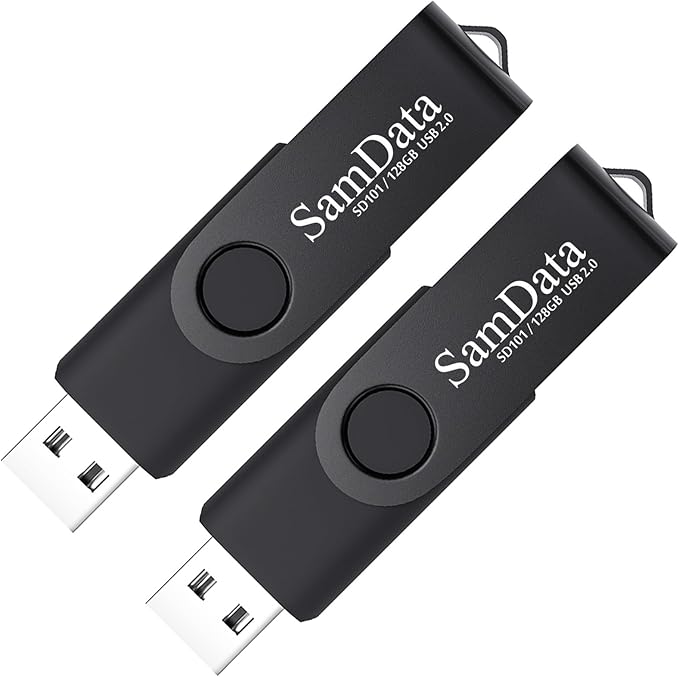 SamData 128GB USB Flash Drives 2 Pack 128GB Thumb Drives Memory Stick Jump Drive with LED Light for Storage and Backup (2 Pack Black)