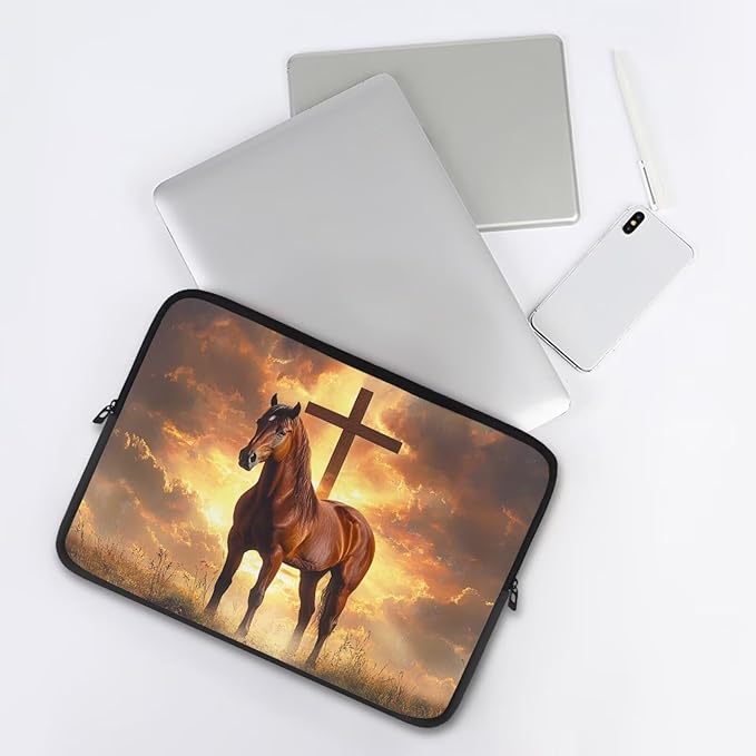 Cross Horse Laptop Sleeve for Women Men 12inch Laptop Accessories with Versatile Uses Lap Top Case Portable Computer Sleeve Laptop Pouch Brown