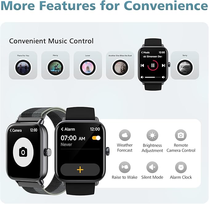 Smart Watch for Women Men, 1.85" Alexa Fitness Tracker with Call & SMS, Heart Rate, SpO2, Stress & Sleep Monitor, IP68 Waterproof Smartwatch for Android iPhone Samsung etc., 100+ Sports Modes, 2 Bands