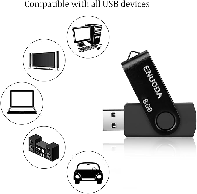 8GB Flash Drive 2 Pack ENUODA Thumb Drives 8GB Swivel Design USB 2.0 Memory Stick Jump Drive Pen Drive for File Storage and Data Transfer (Black Gold)