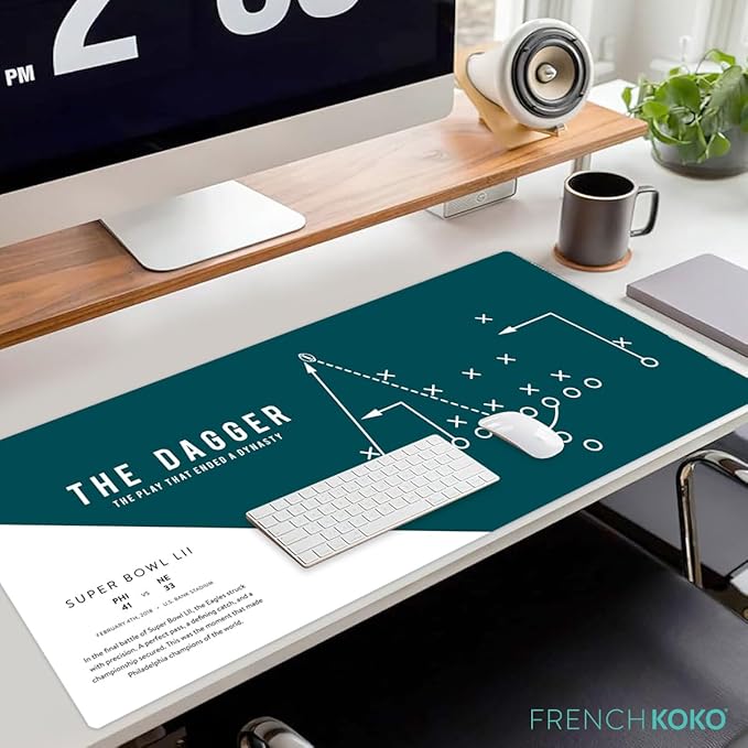 Large Philadelphia Desk Mat for Desktop – XL Desk Pad Mat with Smooth Surface, Green Football Theme Office Decor, Man Cave Accessory, Men Gifts & Game Day Gift The Dagger Bird Gang Philly Philly