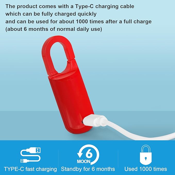 Smart Fingerprint Padlock for Locker, Small Rechargeable Fingerprint Lock, Keyless Biometric Thumbprint Padlock for Gym School Locker, Suitcase, Backpack