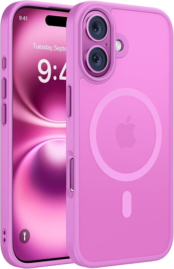 Miracase Magnetic Series for iPhone 16 Case [Compatible with MagSafe] Military-Grade Protection, Anti-Fingerprint, Slim Phone Case for iPhone 16 6.1 inch - Lilac Pink