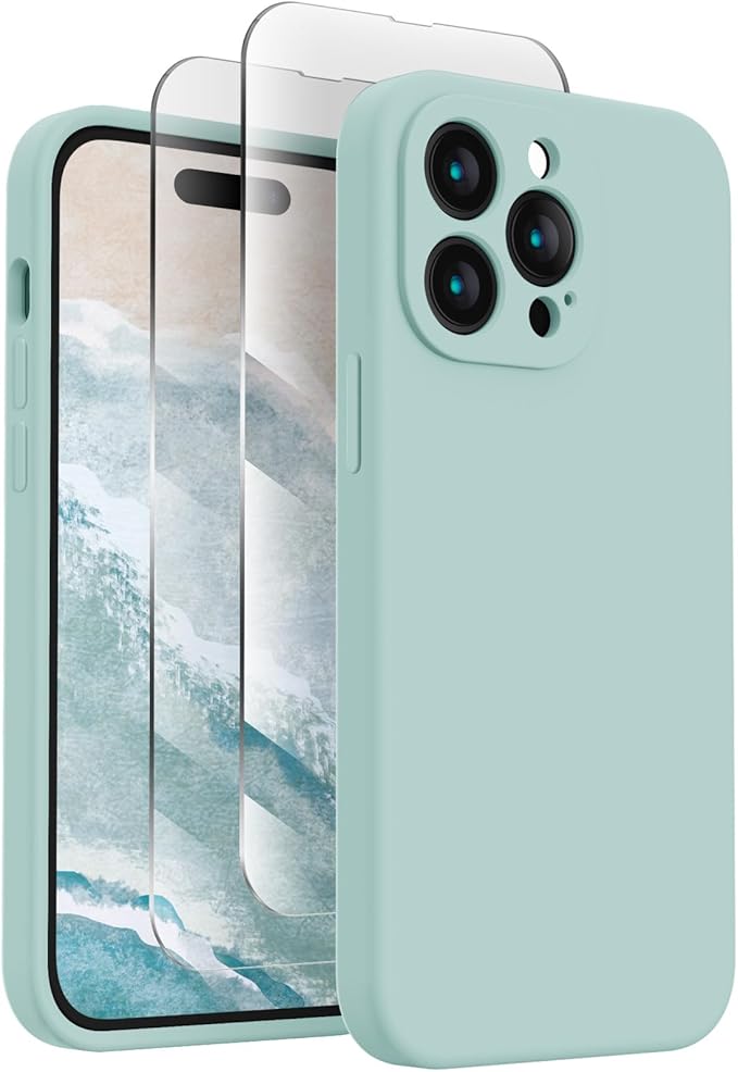FireNova Designed for iPhone 14 Pro Max Case, Silicone Upgraded [Camera Protection] Case, Soft Anti-Scratch Microfiber Lining Inside, 6.7 inch, Mint Green