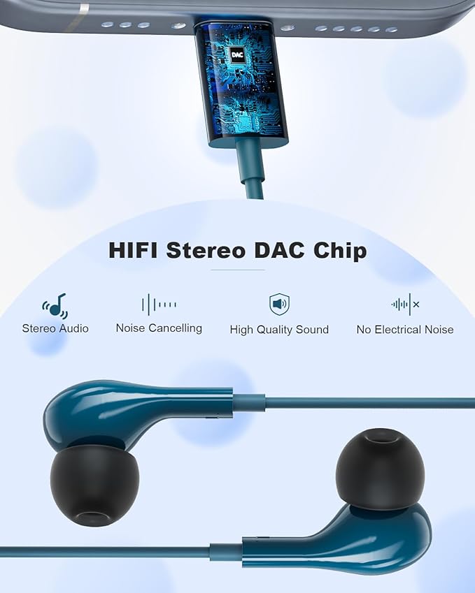 USB C Headphones for iPhone 15 Plus 16 Pro 17 Pro Max Samsung Galaxy Headphones S24 S23 Ultra S26 S25 S22 A56 A55 A26 A16 Pixel Xiaomi Wired Earbuds Magnetic in-Ear Type C Earphones with Microphone