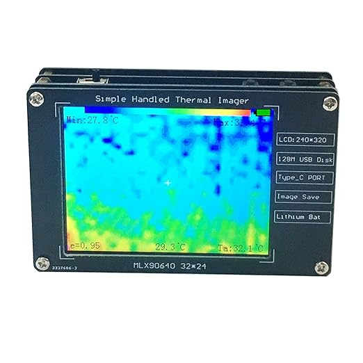 Upgraded MLX90640 Infrared Thermal Imager Portable Infrared Thermal Sensor High Accuracy Camera Temperature Tester Detection Non-Contact Measurement Buillt in Battery.