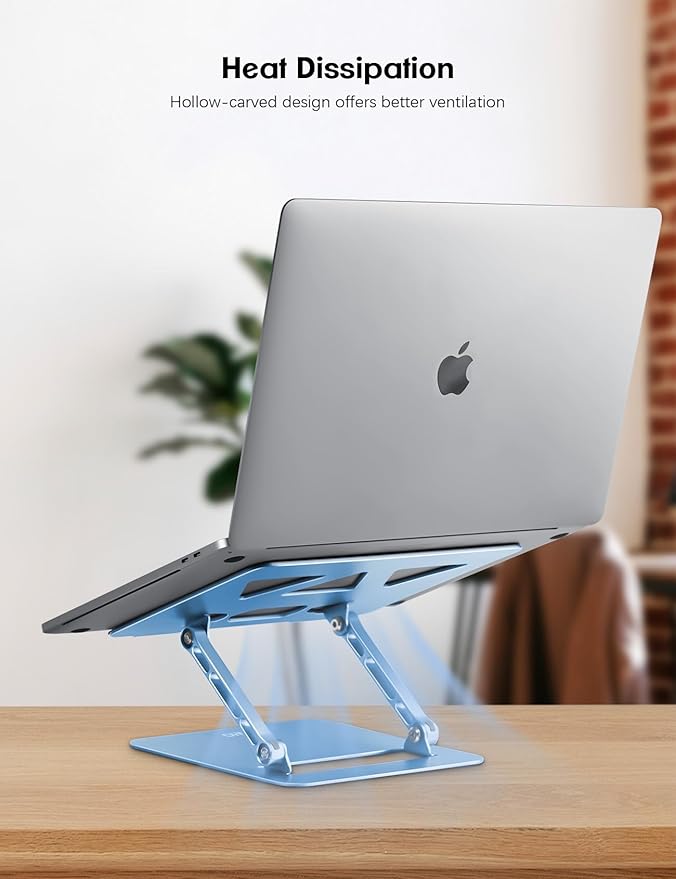 Aoviho Adjustable Laptop Stand for Desk,Portable Laptop Stand Holder and Riser,Foldable Aluminum Notebook Computer Stands for MacBook Air Pro HP Lenovo Dell Samsung Chromebook, 10-15.6 inch, Sky Blue