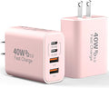 USB C Wall Charger Block, 2Pack 40W 4-Port C Charger Fast Charging Block PD Power Adapter +QC 3.0 USB A Wall Plug Multiport Type C Box Cube for i Phone 15/14/13/12/11 Pro Max, pad, Galaxy, Pink
