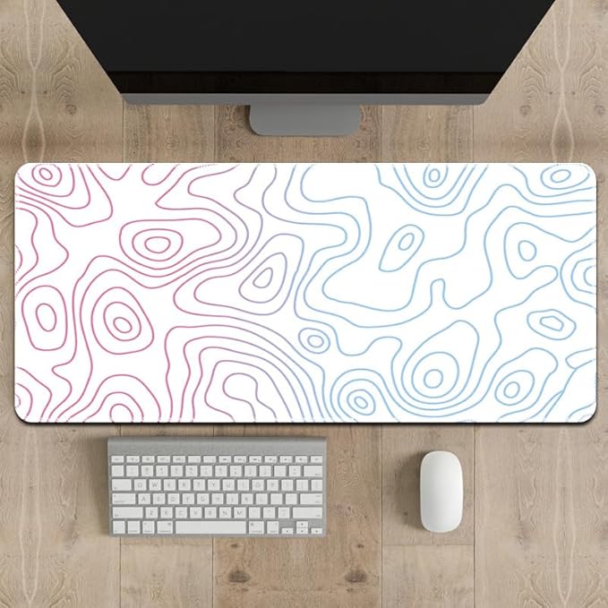 Rcege Large Mouse Pad for Desk - Gaming Mouse Pad with Stitched Edges, Anti-Slip Base for Keyboard and Mouse(Dazzle White, 31.5L x 15.8W inches)