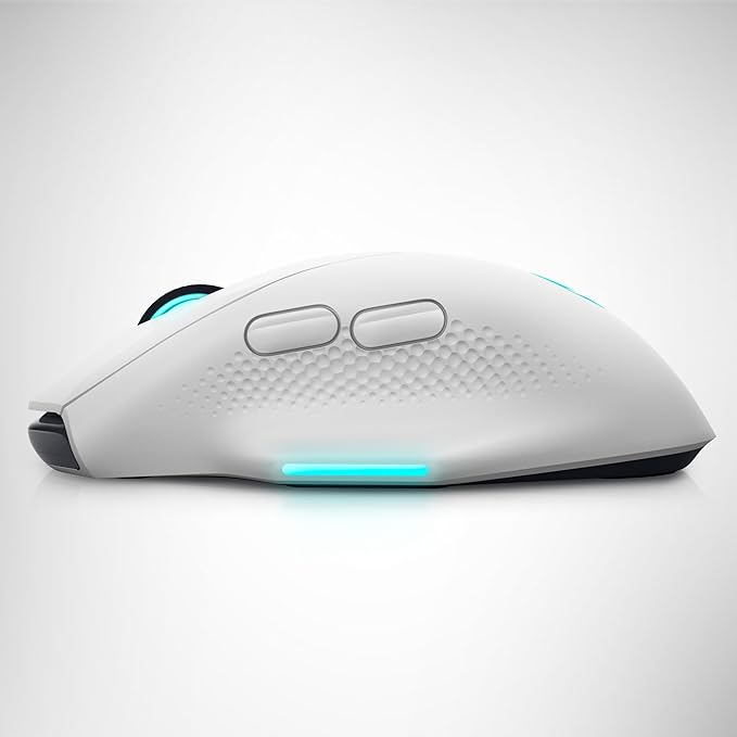 Alienware Wireless Gaming Mouse AW620M - Wireless/Wired, 1 x USB - 4 pin USB Type A, 26000 dpi, 3.52oz (99g) Weight, 7 Buttons, Non-Slip Grip, up to 140 Hours of Gaming - Lunar Light