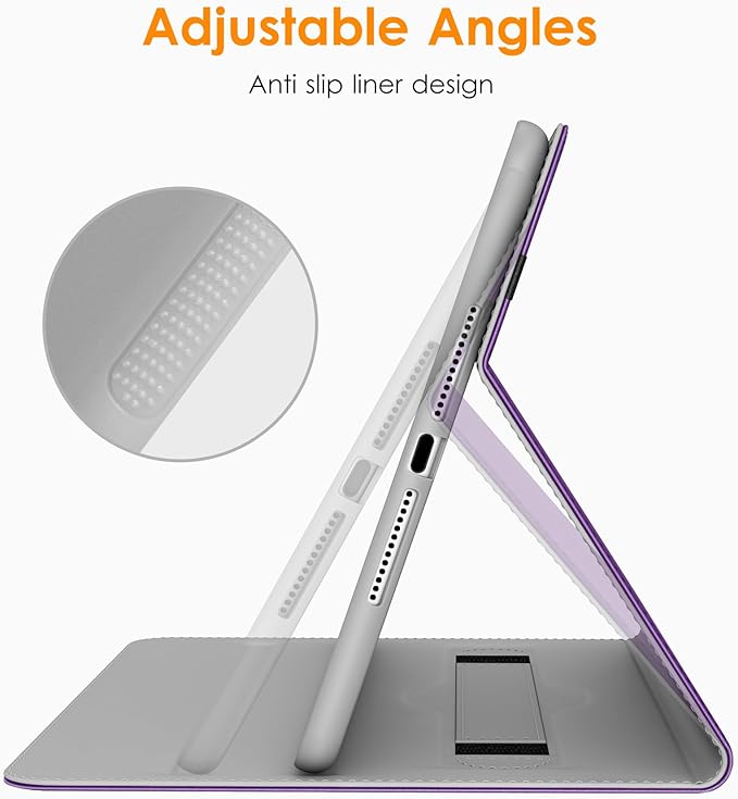 DTTO for iPad 9.7 Inch 5th/6th Generation 2018/2017 Case with Apple Pencil Holder, Premium Leather Folio Stand Cover Case for Apple iPad 9.7 inch, Also Fit iPad Pro 9.7/Air 2/Air - Dark Purple