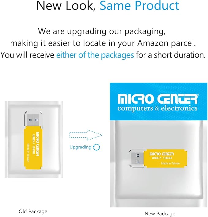 Micro Center Pro 128GB USB 3.1 Gen1 Flash Drive Faster USB Stick External Data Storage Thumb Drive (128GB, Yellow)