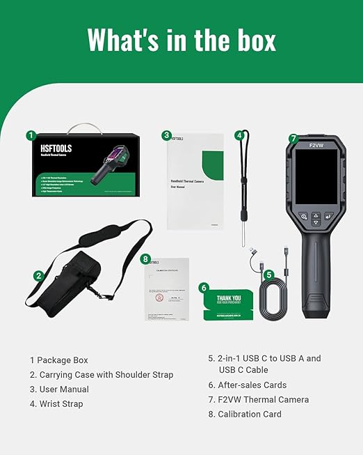F2VW Thermal Camera 256x192 IR Resolution with 2MP Visual Camera, 640x480 3.2" Screen Thermal Imaging Camera,Super Resolution Image,Dual-Camera Thermal Imager,16 GB Storage,Carrying Case