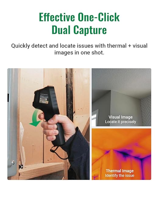 HF96V Thermal Camera with Visual Camera & Laser Pointer, Intelligent Scene Detection, 240 * 240 Super Resolution Thermal Imaging Camera,25 Hz, 50° FOV, -4°F to 1022°F, IP54 Infrared Camera