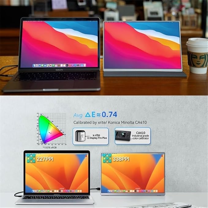 Gaming 13.4-Inch 60Hz 500Nits 4K Portable Display for Laptops Mobile Phones Game Consoles Extended Screen with Speakers