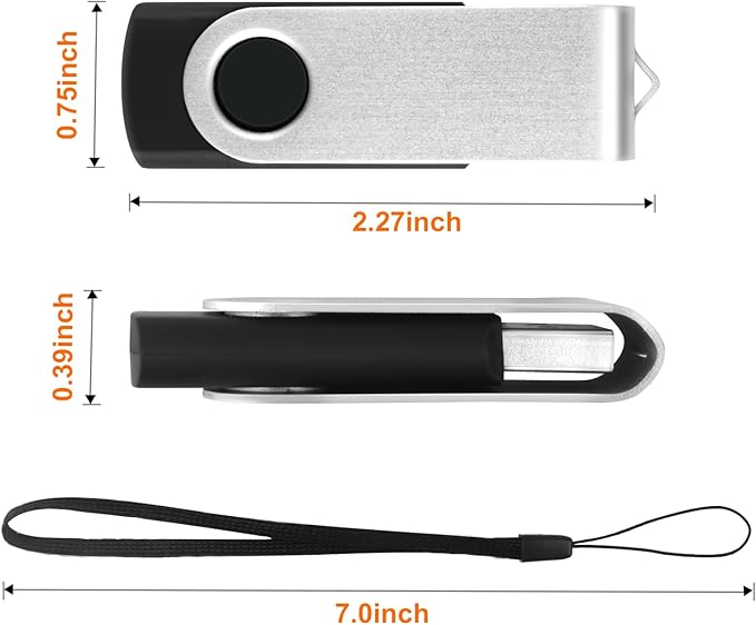 2GB USB Drive 10 Pack Thumb Drives, USB 2.0 Flash Drive Memory Stick Pendrive with Light, Bulk Flashdrive Photo Stick for Backup and Transfer, Swivel USB Storage Flash Drive Jump Drive Zip Drive