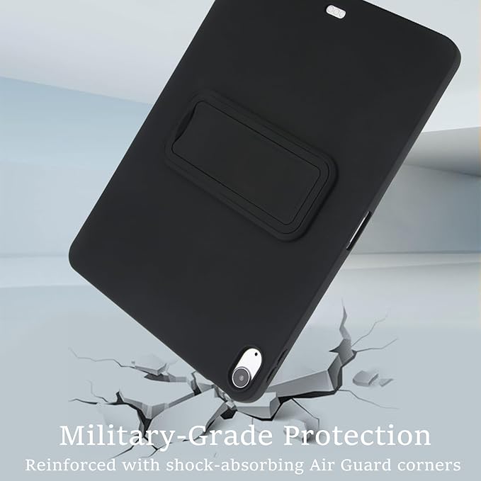 for iPad Air 11-inch M4/M3/M2 (2026/2025/2024) Case, Shockproof Protective Back Cover with Kickstand Slim Shell for Women Men, Black