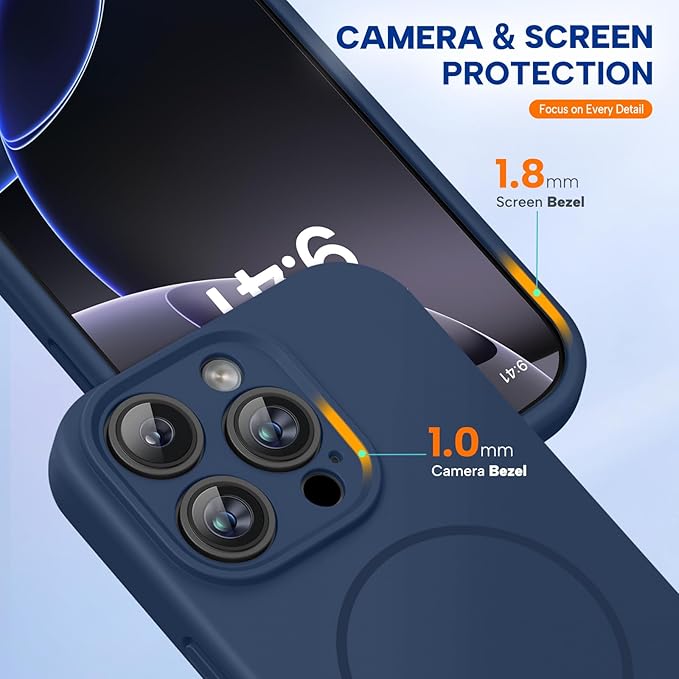 Miracase Magnetic for iPhone 16 Pro Max Case, [Soft Anti-Scratch Microfiber Lining], Compatible with MagSafe, Liquid Silicone Case Shockproof Drop Protection Phone Case for 16 ProMax,Dark Blue