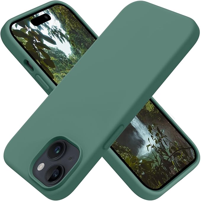 OTOFLY Compatible with iPhone 15 Plus Case, Silicone Shockproof Slim Thin Phone Case for iPhone 15 Plus (6.7 inch), (Pine Green)